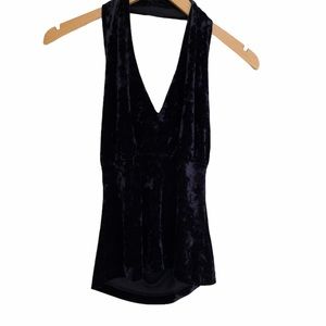 Anthropologie C.C Outlaw Black Velvet Halter Top